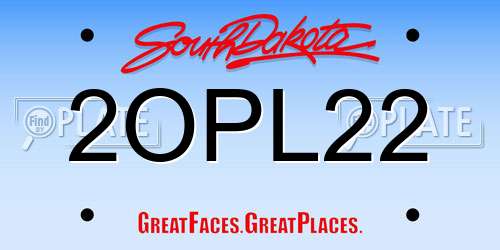 2OPL22 South Dakota License Plate