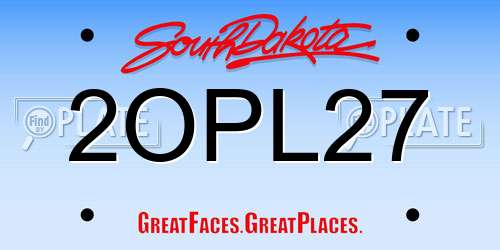2OPL27 South Dakota License Plate