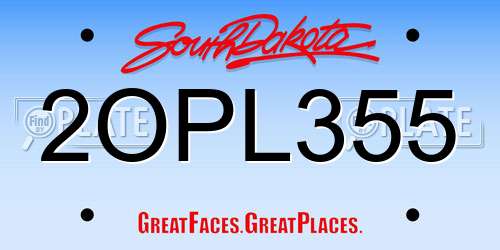 2OPL355 South Dakota License Plate