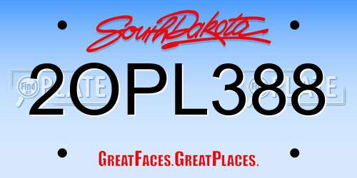 2OPL388 South Dakota License Plate