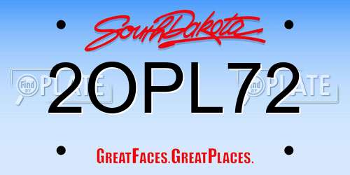 2OPL72 South Dakota License Plate