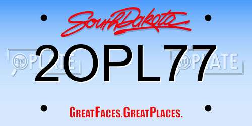 2OPL77 South Dakota License Plate
