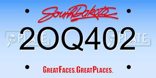 2OQ402 South Dakota License Plate