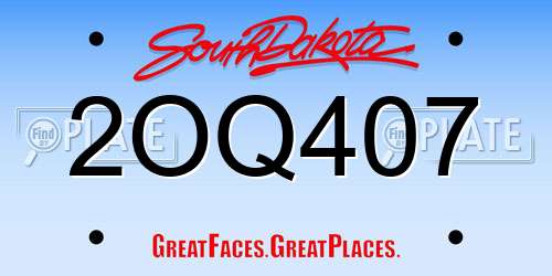 2OQ407 South Dakota License Plate