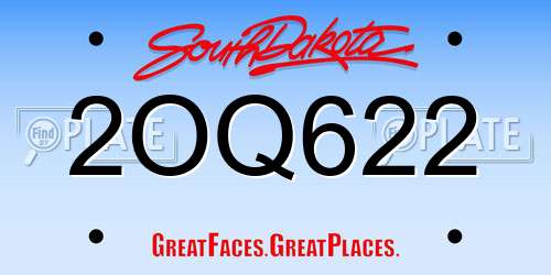 2OQ622 South Dakota License Plate