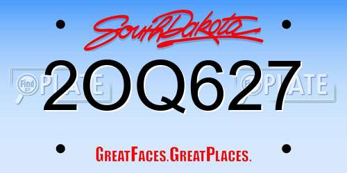 2OQ627 South Dakota License Plate