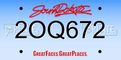 2OQ672 South Dakota License Plate