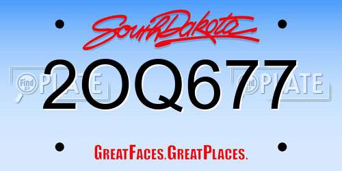 2OQ677 South Dakota License Plate
