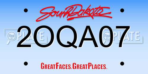2OQA07 South Dakota License Plate