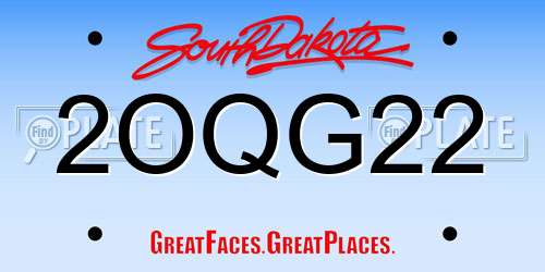 2OQG22 South Dakota License Plate