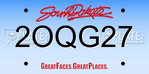 2OQG27 South Dakota License Plate