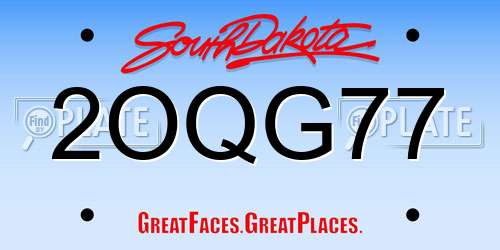 2OQG77 South Dakota License Plate