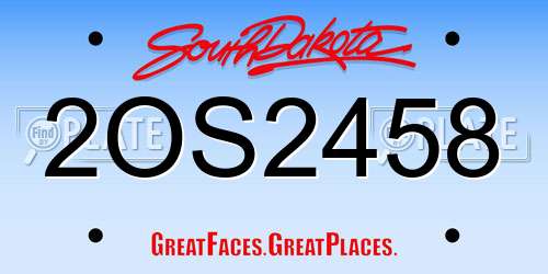 2OS2458 South Dakota License Plate