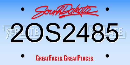 2OS2485 South Dakota License Plate