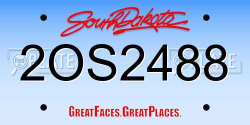 2OS2488 South Dakota License Plate