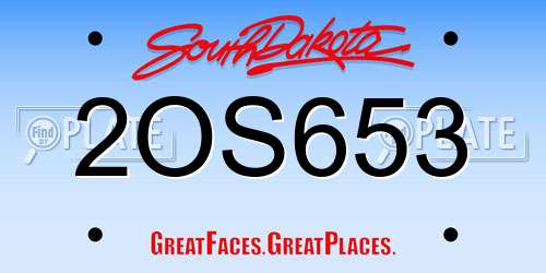 2OS653 South Dakota License Plate