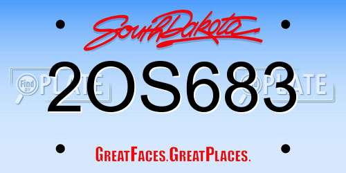 2OS683 South Dakota License Plate