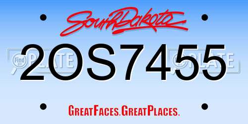 2OS7455 South Dakota License Plate