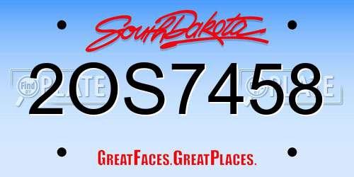 2OS7458 South Dakota License Plate