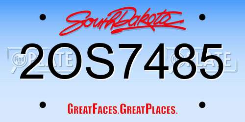 2OS7485 South Dakota License Plate