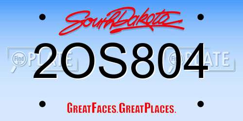 2OS804 South Dakota License Plate