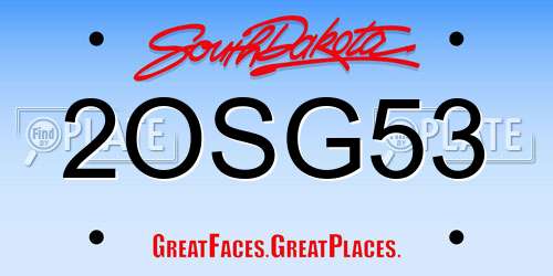 2OSG53 South Dakota License Plate