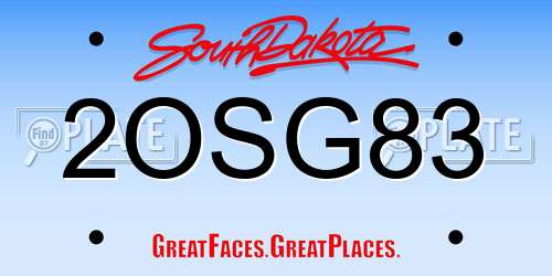 2OSG83 South Dakota License Plate