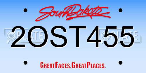 2OST455 South Dakota License Plate