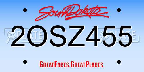 2OSZ455 South Dakota License Plate