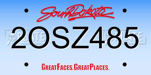 2OSZ485 South Dakota License Plate