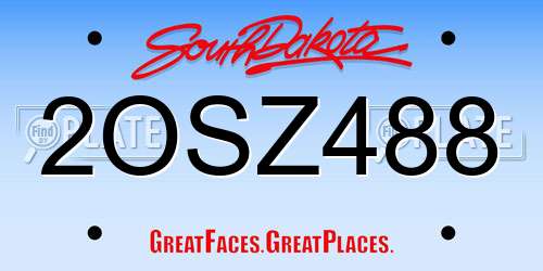 2OSZ488 South Dakota License Plate