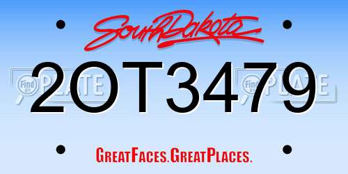 2OT3479 South Dakota License Plate