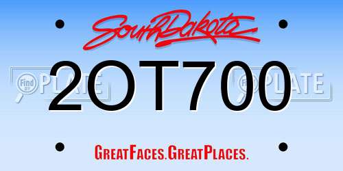2OT700 South Dakota License Plate