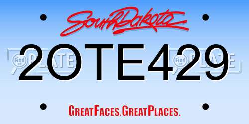 2OTE429 South Dakota License Plate