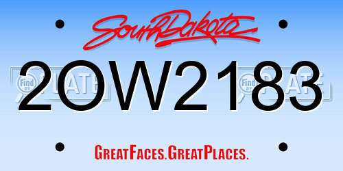 2OW2183 South Dakota License Plate