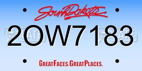2OW7183 South Dakota License Plate