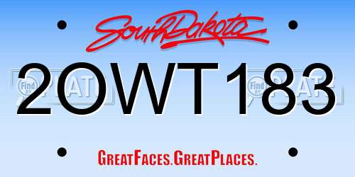 2OWT183 South Dakota License Plate