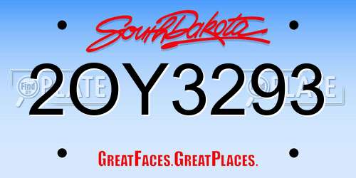 2OY3293 South Dakota License Plate