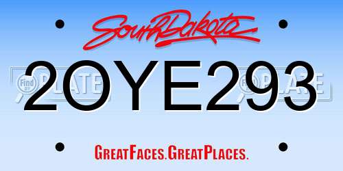 2OYE293 South Dakota License Plate