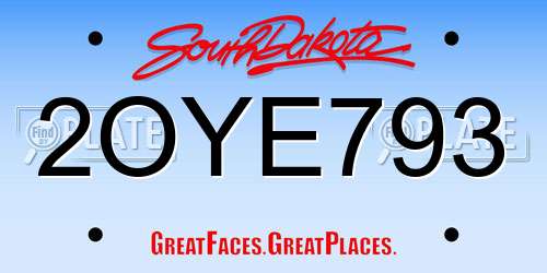2OYE793 South Dakota License Plate
