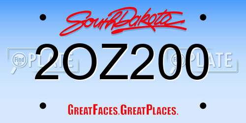 2OZ200 South Dakota License Plate