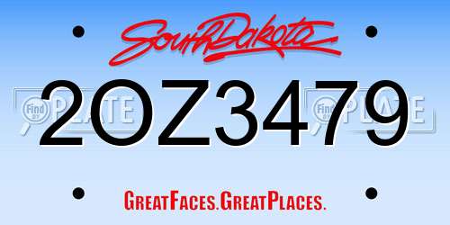 2OZ3479 South Dakota License Plate