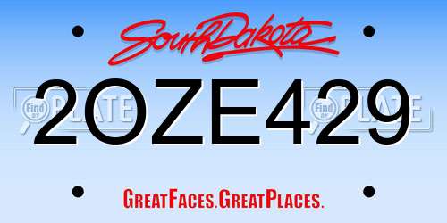 2OZE429 South Dakota License Plate