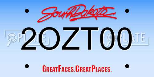 2OZT00 South Dakota License Plate
