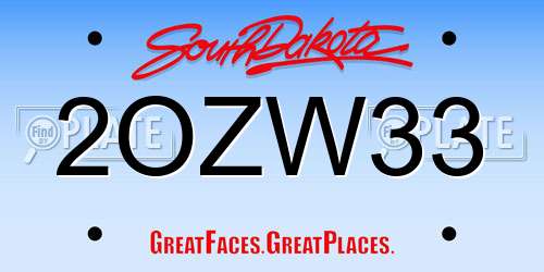 2OZW33 South Dakota License Plate