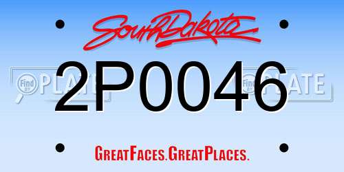2P0046 South Dakota License Plate