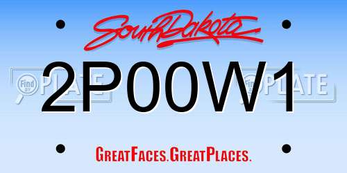 2P00W1 South Dakota License Plate