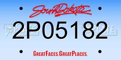 2P05182 South Dakota License Plate
