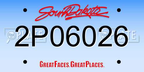 2P06026 South Dakota License Plate