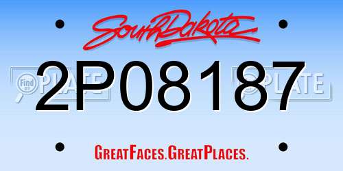 2P08187 South Dakota License Plate